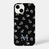 Coque Pour iPhone 14 Nom monogramme et bleu initial pourpre jolie (Verso)