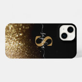 Coque Pour iPhone 14 Nom monogrammé pailleté élégant (Verso Horizontal)