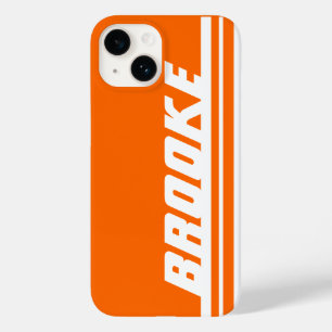 Coque Pour iPhone 14 Nom orange & blanc strié coque iphone sport