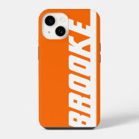 Nom orange & blanc strié coque iphone sport