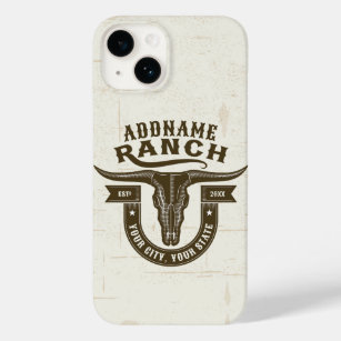 Coque Pour iPhone 14 NOM personnalisé Bull Steer Skull Western Ranch
