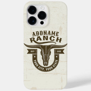 Coque Pour Pour iPhone 14 Pro Max NOM personnalisé Bull Steer Skull Western Ranch