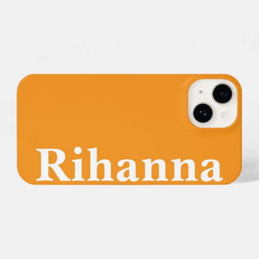 Coque Pour iPhone 14 Nom personnalisé Couleur orange simple minimale cl (Verso Horizontal)