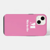 Coque Pour iPhone 14 Nom personnalisé Couleur solide initiale rose (Verso Horizontal)