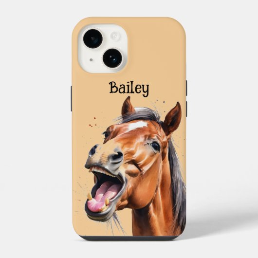 Coque Pour iPhone 14 Nom personnalisé Ferme Animal Cheval Cheval (Verso)