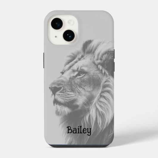 Coque Pour iPhone 14 Nom personnalisé Lion Animal (Verso)