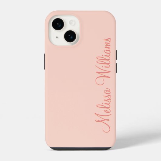Coque Pour iPhone 14 Nom personnalisé moderne féminin uni rose clair éc (Verso)