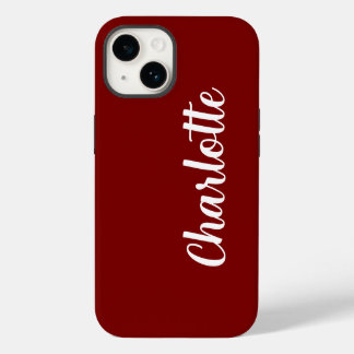 Coque Pour iPhone 14 Nom personnalisé Moderne Minimaliste Élégant Rouge