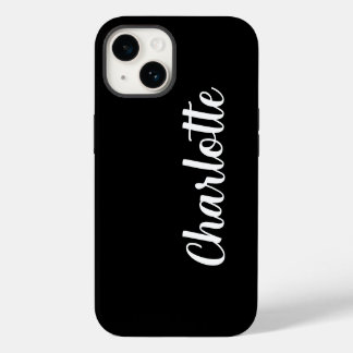 Coque Pour iPhone 14 Nom personnalisé Moderne Minimaliste noir élégant