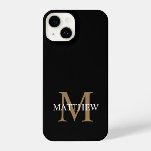 Coque Pour iPhone 14 Nom personnalisé Monogramme noir