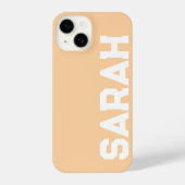 Coque Pour iPhone 14 Nom personnalisé Stylish Modern Minimal Peach (Verso)