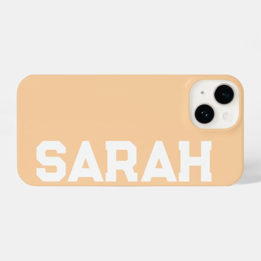 Coque Pour iPhone 14 Nom personnalisé Stylish Modern Minimal Peach (Verso Horizontal)