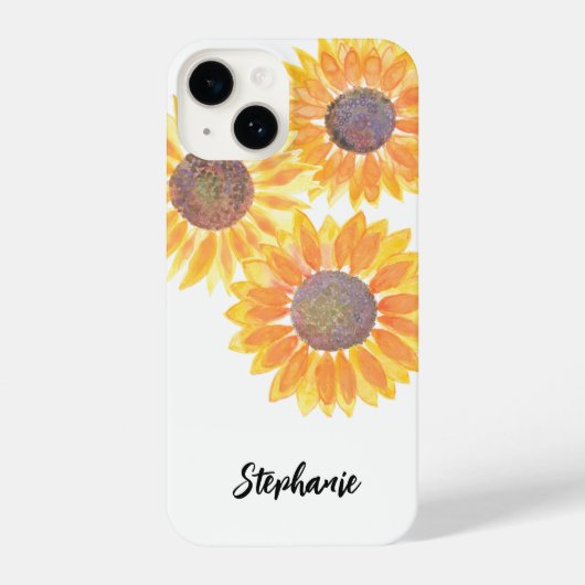 Coque Pour iPhone 14 Nom personnalisé Sunfleurs (Verso)