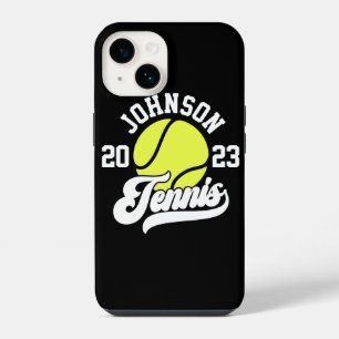 Coque Pour iPhone 14 NOM Personnalisé Tennis Lecteur Racket Ball Court