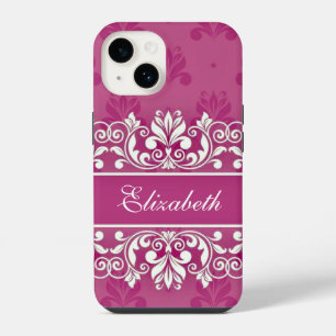 Coque Pour iPhone 14 Nom tourbillon Damask rose