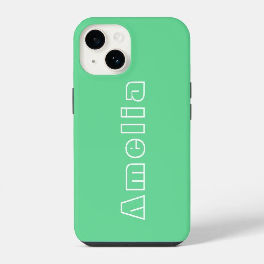 Coque Pour iPhone 14 Nom Vert Typographie Moderne Simple (Verso)