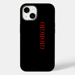 Coque Pour iPhone 14 Nom Votre Minimaliste Moderne Personnel Rouge Noir