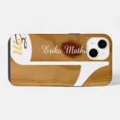Coque Pour iPhone 14 note musicale cool sur mesure sur bois, rustique (Verso Horizontal)