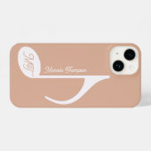 Coque Pour iPhone 14 Notes musicales personnalisées Rose Dusty (Verso Horizontal)