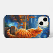 Coque Pour iPhone 14 Nuit étoilée sur Florence | Art du chat roux (Verso Horizontal)
