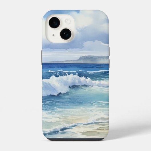 Coque Pour iPhone 14 Ocean Waves Beach House (Verso)