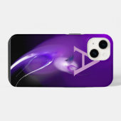 COQUE POUR iPhone 14 OISEAU LÉGER À MONOGRAMME VIOLET (Verso Horizontal)