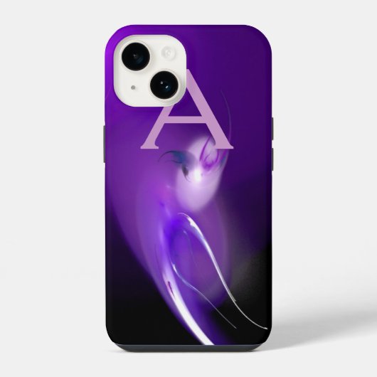 COQUE POUR iPhone 14 OISEAU LÉGER À MONOGRAMME VIOLET (Verso)