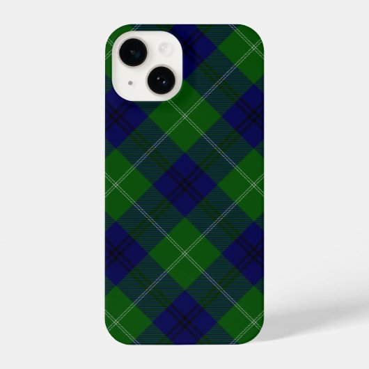 Coque Pour iPhone 14 Oliphant tartan bleu vert plaid (Verso)