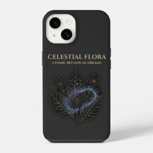 Coque Pour iPhone 14 Ombres botaniques cosmiques et contours d'étoiles 