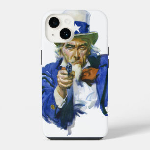 Coque Pour iPhone 14 Oncle Sam patriotique vintage avec chapeau à étoil