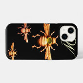 Coque Pour iPhone 14 OR HONEY BEEY BEEEPER MONOGRAM Black (Verso Horizontal)