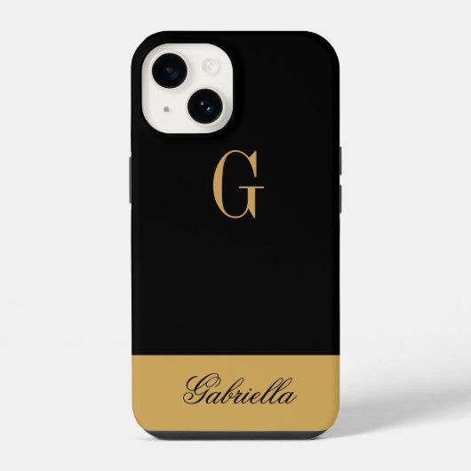 Coque Pour iPhone 14 Or Noir (Verso)