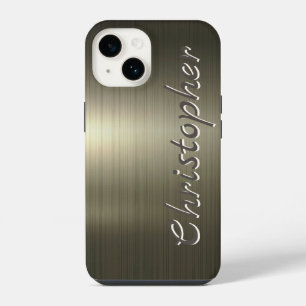 Coque Pour iPhone 14 Or titane acier inoxydable métal