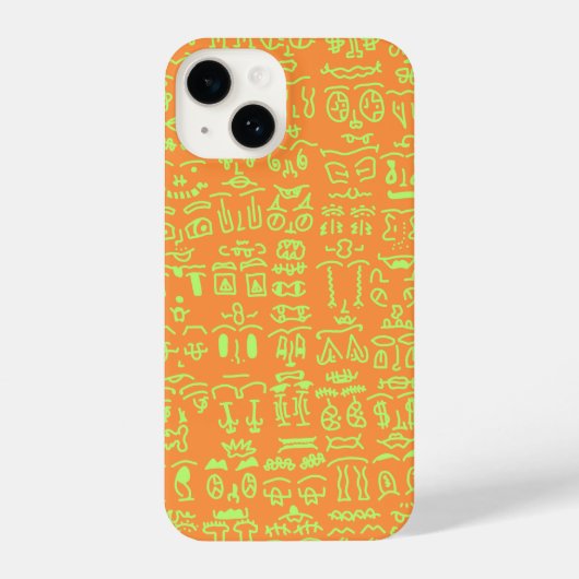 Coque Pour iPhone 14 Orange & Green Doodle Pattern Case – Artist (Verso)