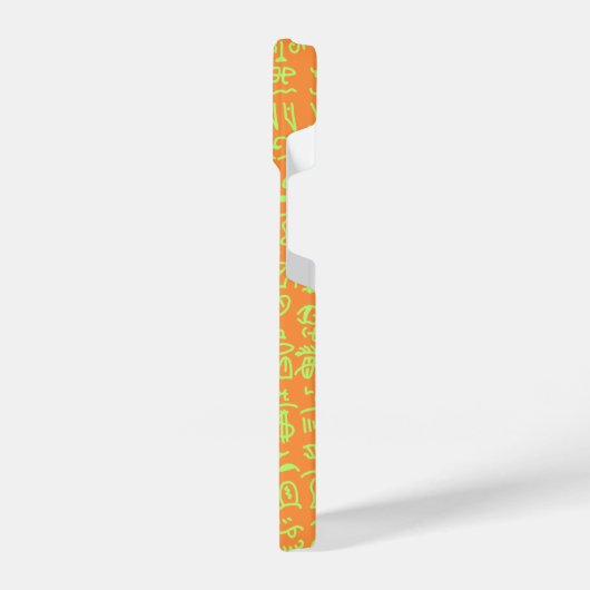 Coque Pour iPhone 14 Orange & Green Doodle Pattern Case – Artist (Côté gauche)