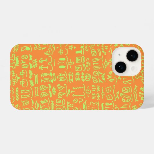 Coque Pour iPhone 14 Orange & Green Doodle Pattern Case – Artist (Verso Horizontal)