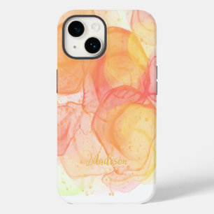 Coque Pour iPhone 14 Orange Moderne Abstrait Personnalisé