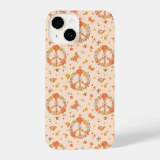 Coque Pour iPhone 14 Orange Peace Floral (Verso)