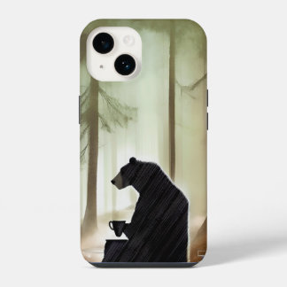 Coque Pour iPhone 14 Ours Boire du café dans les bois