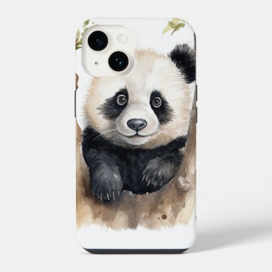 Coque Pour iPhone 14 Ours de panda aquarelle (Verso)