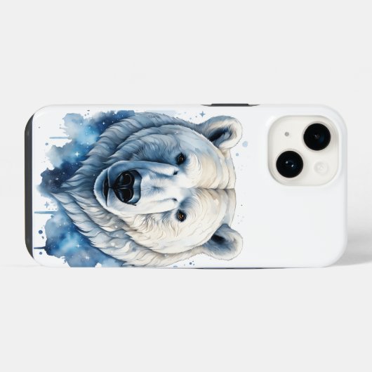 Coque Pour iPhone 14 Ours polaire aquarelle (Verso Horizontal)