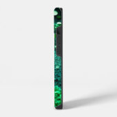Coque Pour iPhone 14 Pailleté vert monogrammé  (Côté gauche)