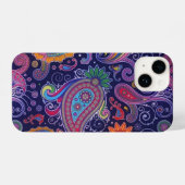 Coque Pour iPhone 14 Paisley violet rose (Verso Horizontal)