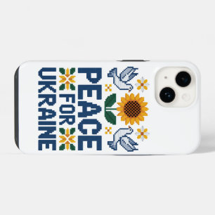 Coque Pour iPhone 14 Paix pour l'Ukraine Pixel Art Folklorique