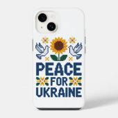 Coque Pour iPhone 14 Paix pour l'Ukraine Pixel Folk Art (Verso)