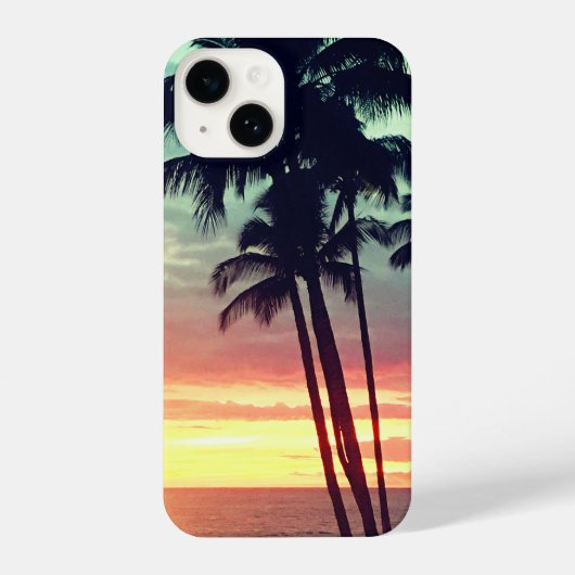 Coque Pour iPhone 14 Palm Trees Hawaiian Sunset Téléphone Case (Verso)