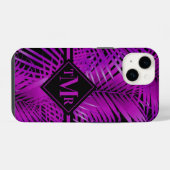 Coque Pour iPhone 14 Palme violet monogramme (Verso Horizontal)