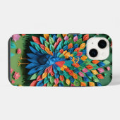 Coque Pour iPhone 14 Paon en origami (Verso Horizontal)