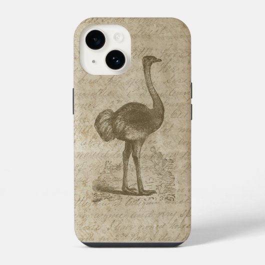 Coque Pour iPhone 14 Papier de grunge de script d'autruche antique (Verso)