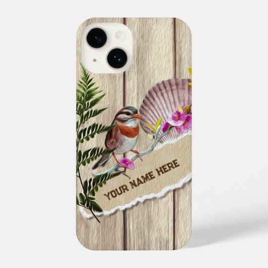 Coque Pour iPhone 14 Papier tordu rustique Peinture à huile de bois Per (Verso)